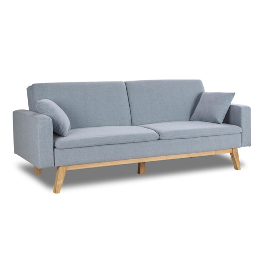 Schlafsofa 3-Sitzer mit Stoffbezug, Blau, Clic-Clac-System, 201x73x79 cm Sofa, 201x99x42 cm Bett, inkl. 2 Kissen ✅
